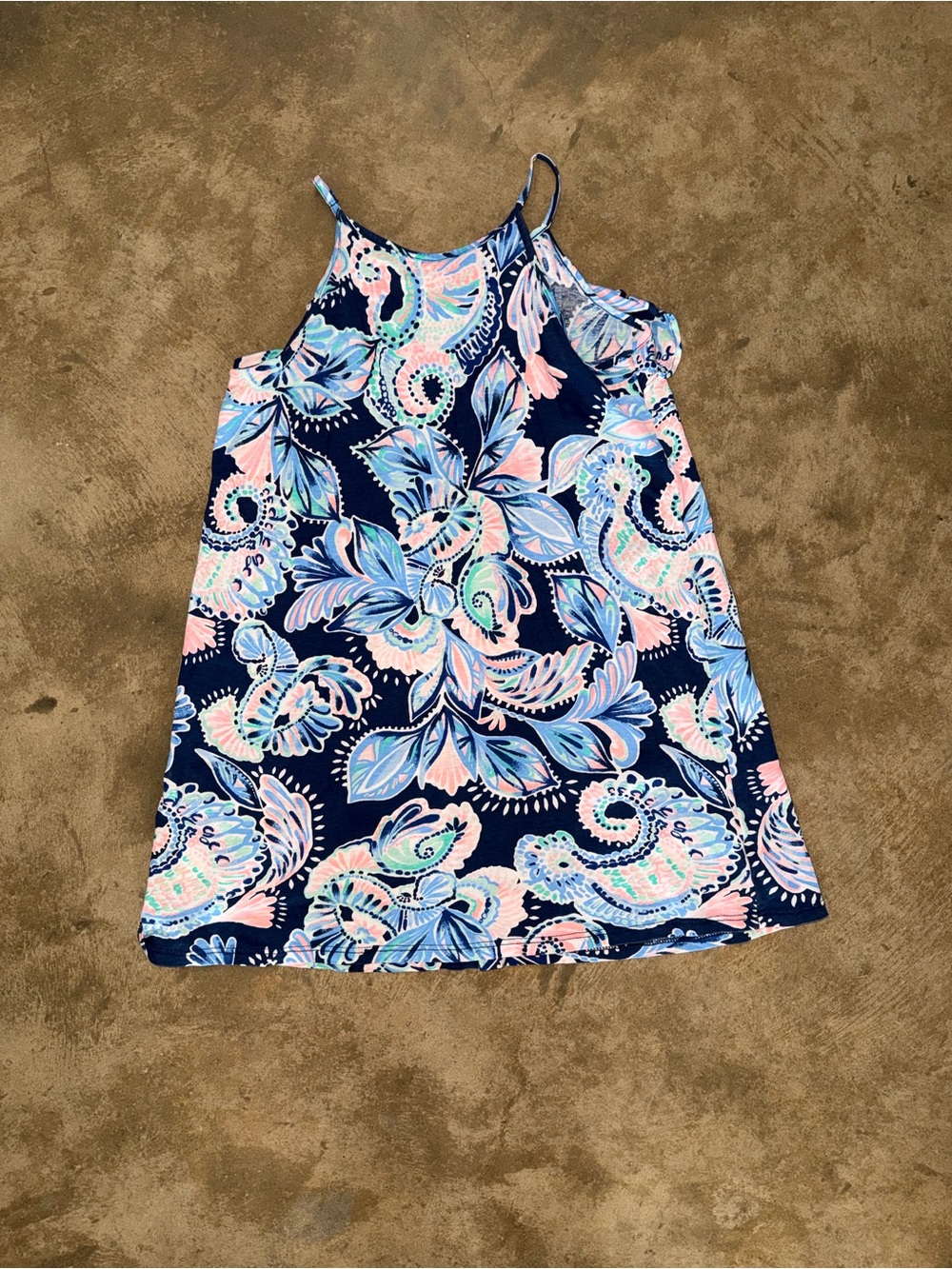 Lilly Pulitzer Girls Navy Pink Paisley Shift Dress Size M Floral Sleeveless - Picture 2 of 10